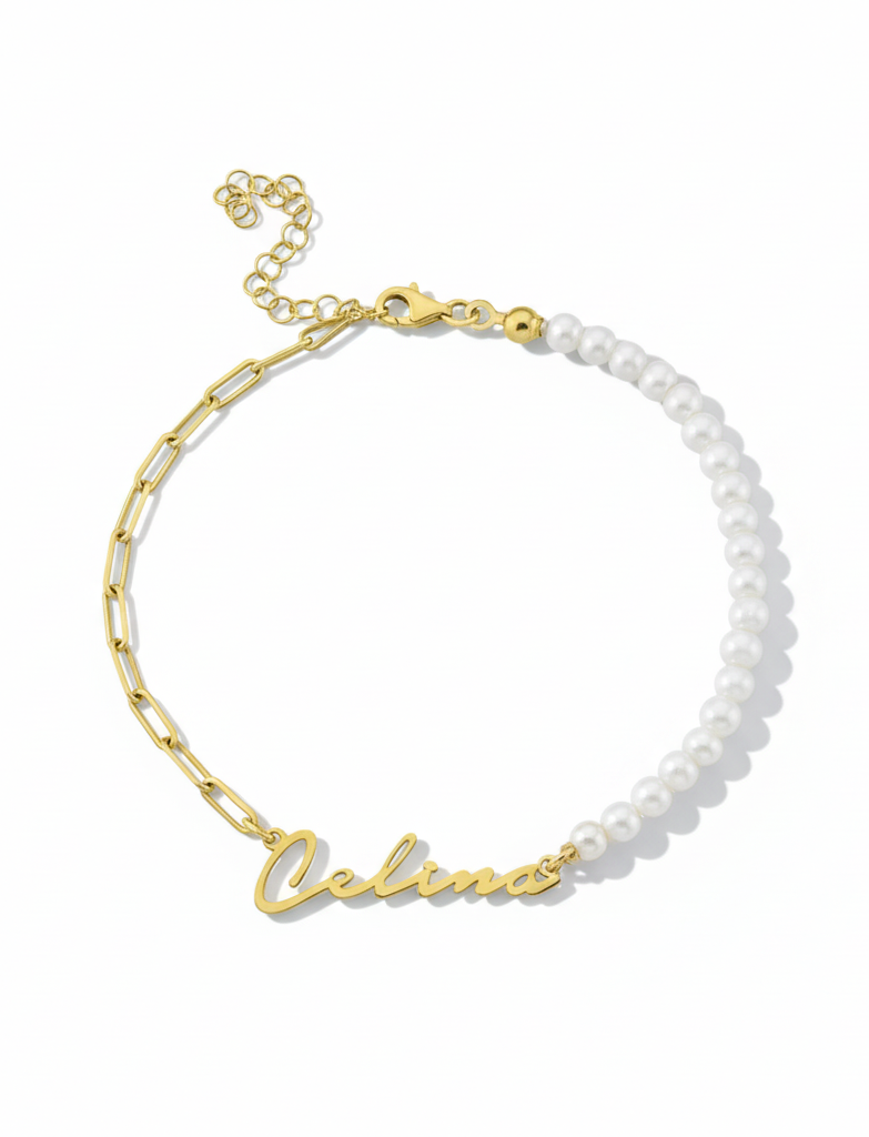 Half Pearl Name Bracelet