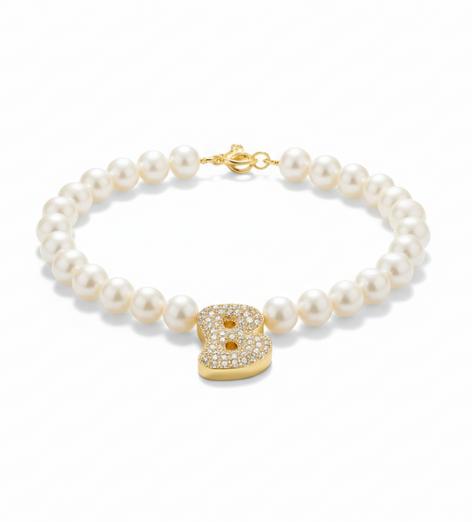 Large Letter Pearl Necklace