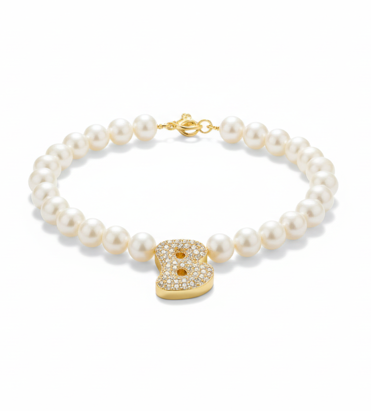 Large Letter Pearl Necklace