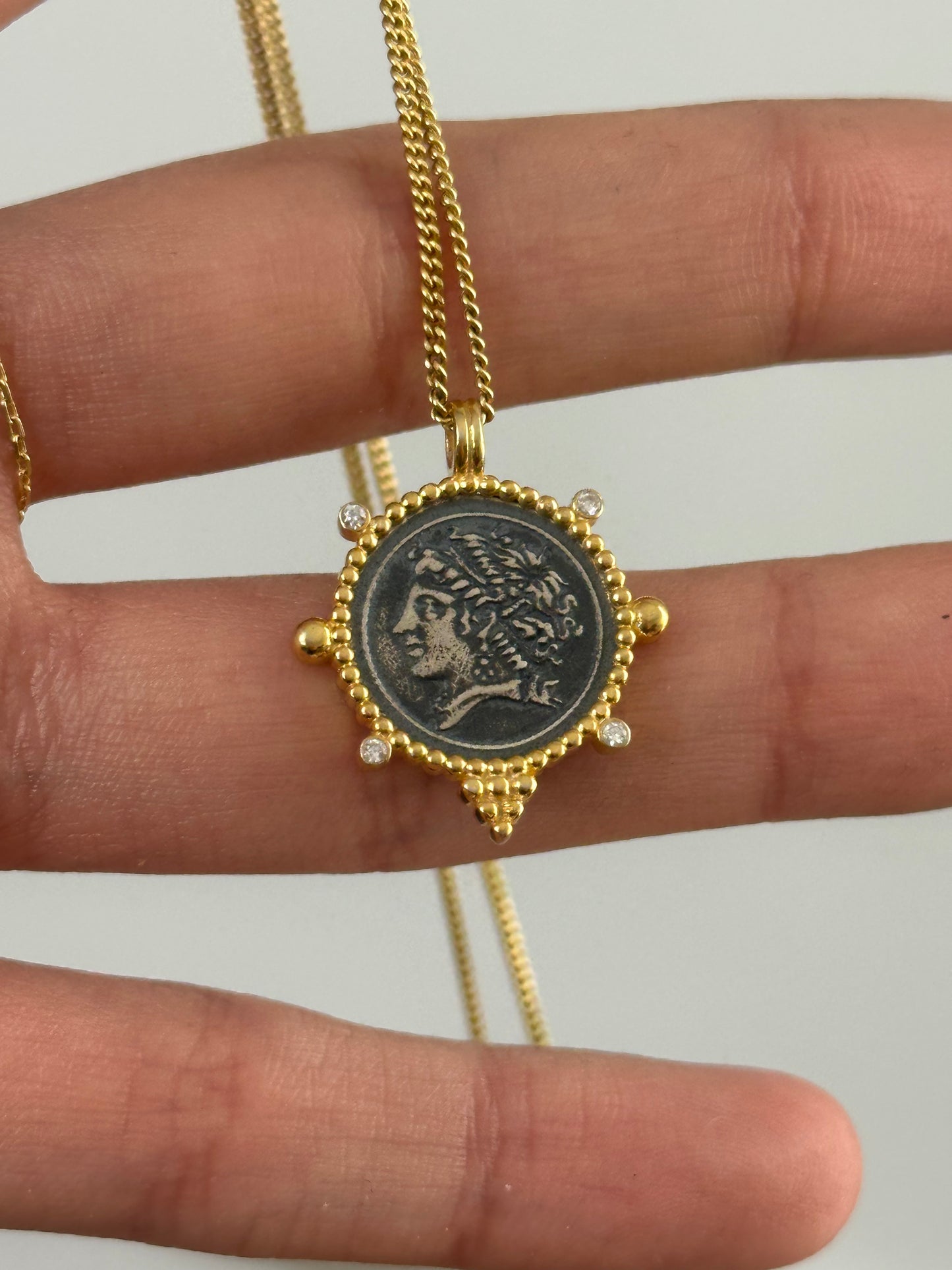 925 ancient coin inspired pendant necklace