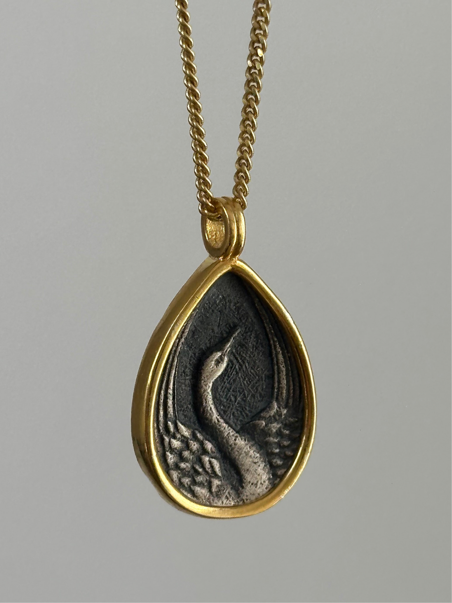 925 crane bird teardrop