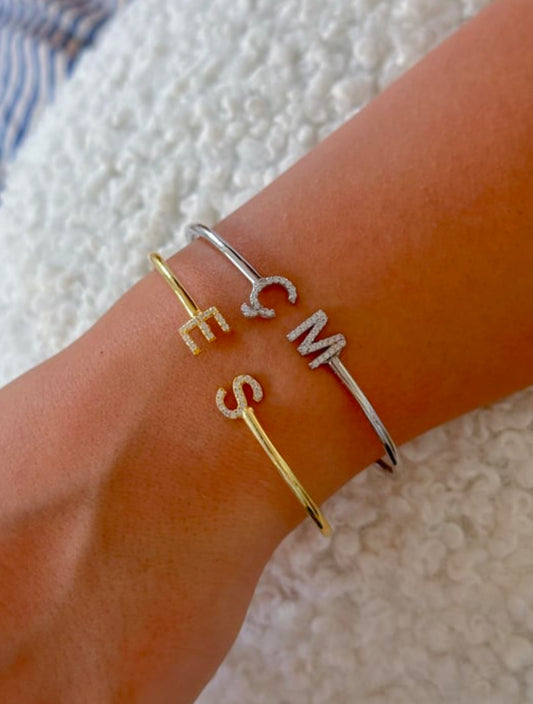 925 Two Letter Bangle