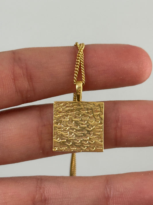 925 abstract face square pendant necklace