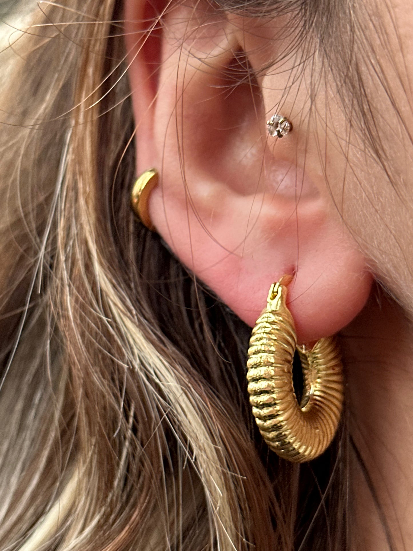 925 Caterpillar Hoop earring