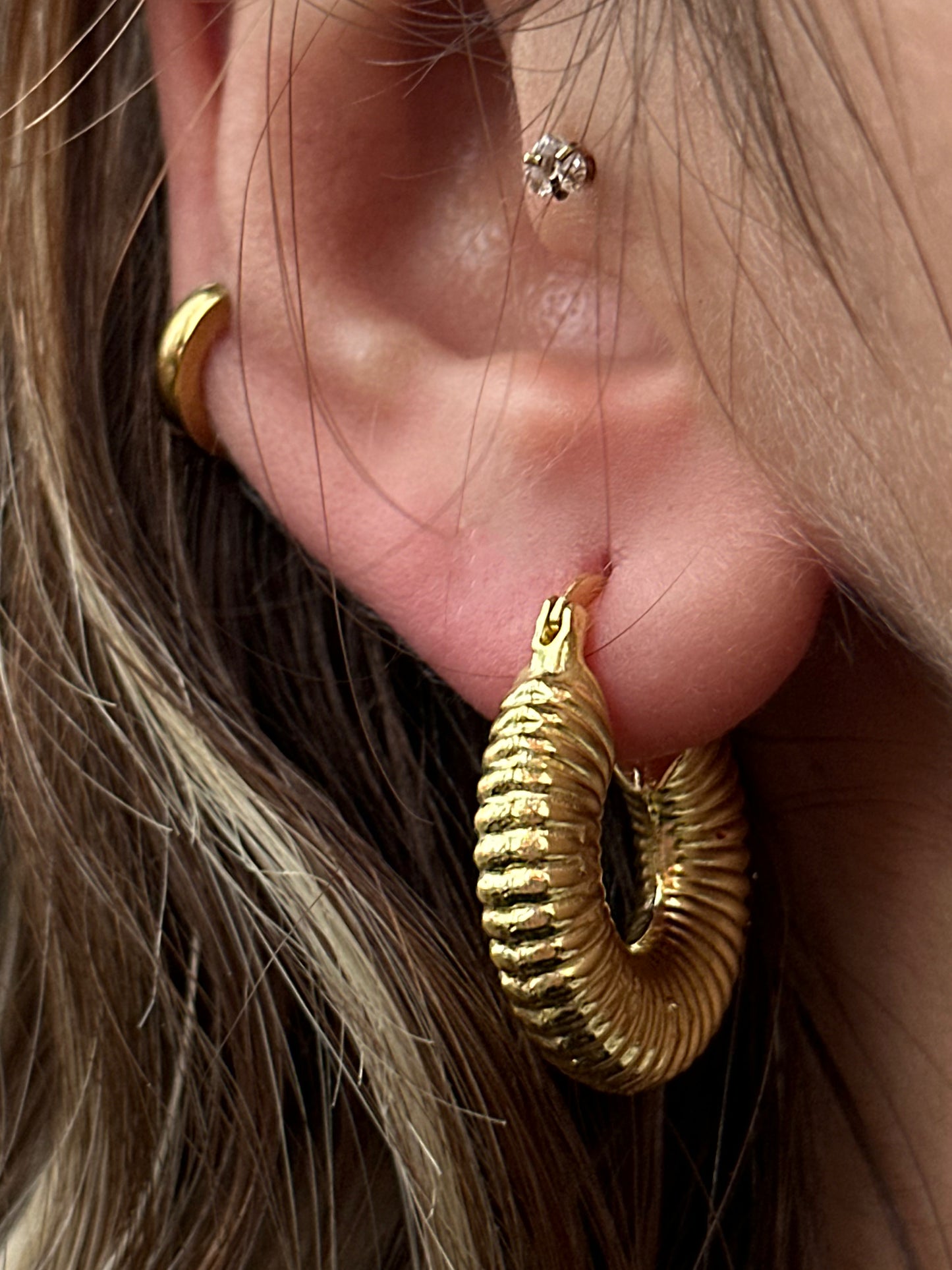 925 Caterpillar Hoop earring