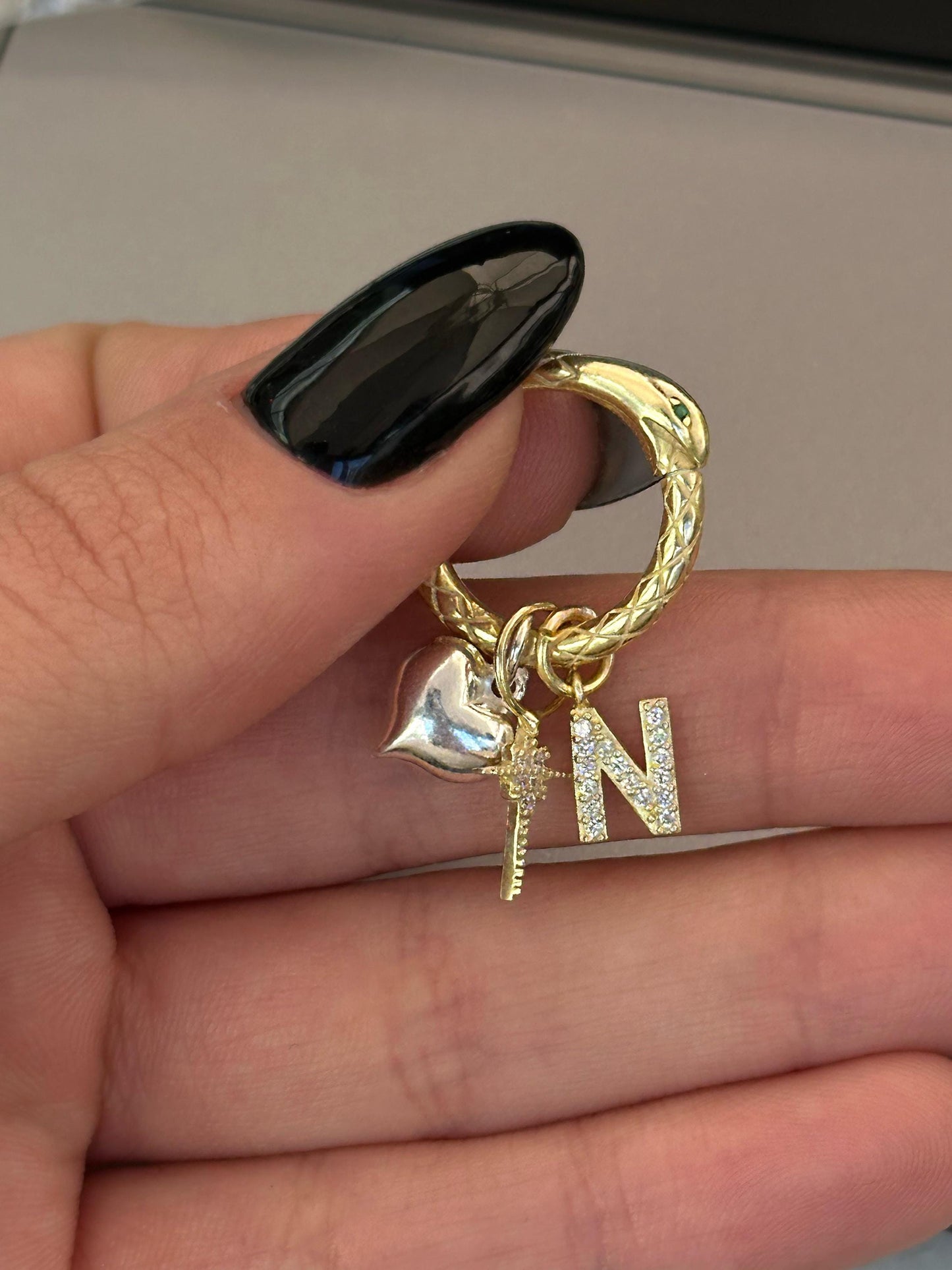 925 Zirkon Harf Charm