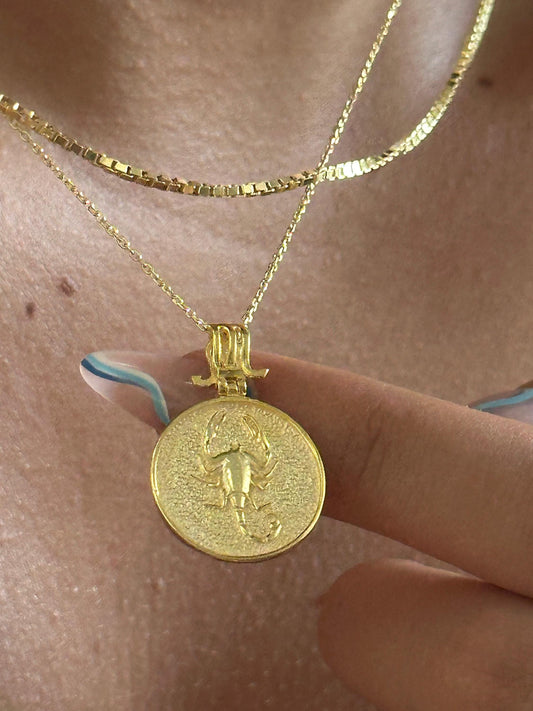 Zodiac sign plaque necklace