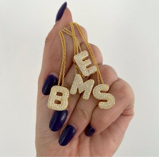 The 925 Customized zircone letter necklace
