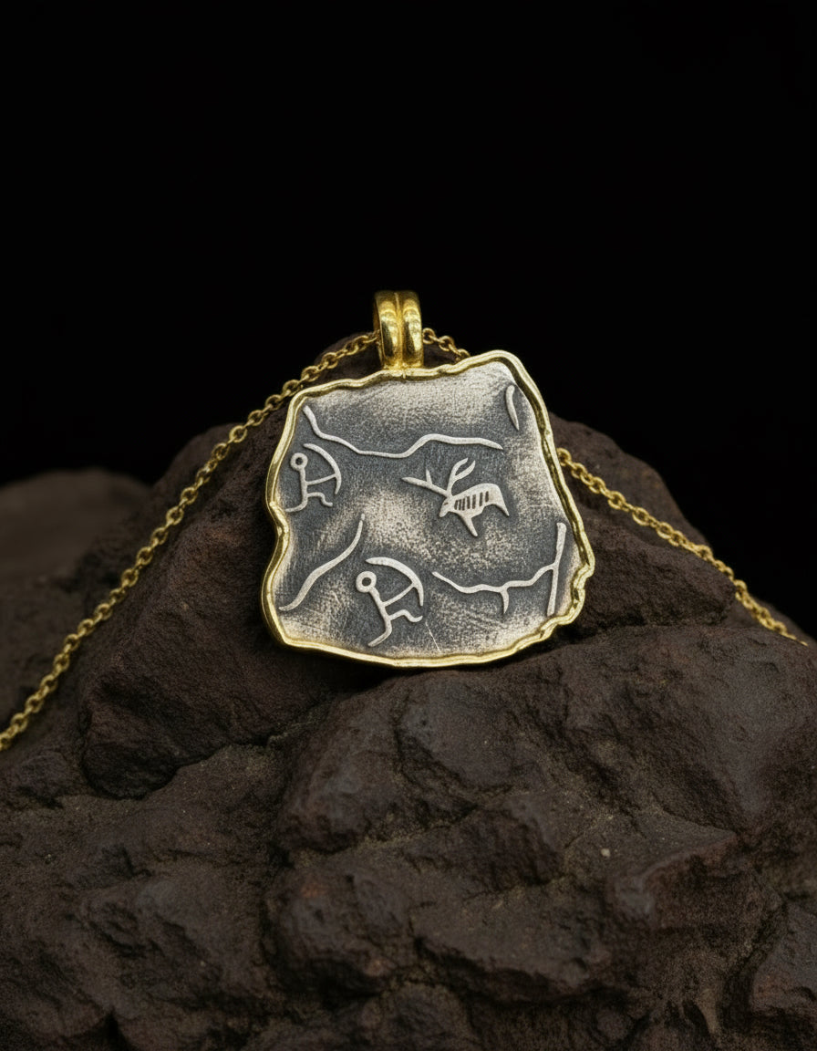 The 925 Antic cave drawing necklace