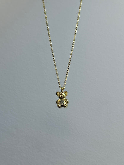 925 Tiny teddy bear necklace