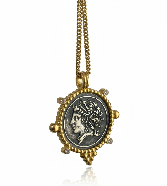 925 ancient coin inspired pendant necklace