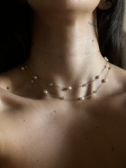 925 Pearl diamond chain