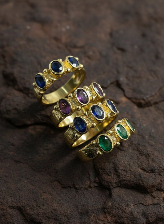 925 Regal Gem Line Ring