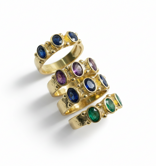 925 Regal Gem Line Ring