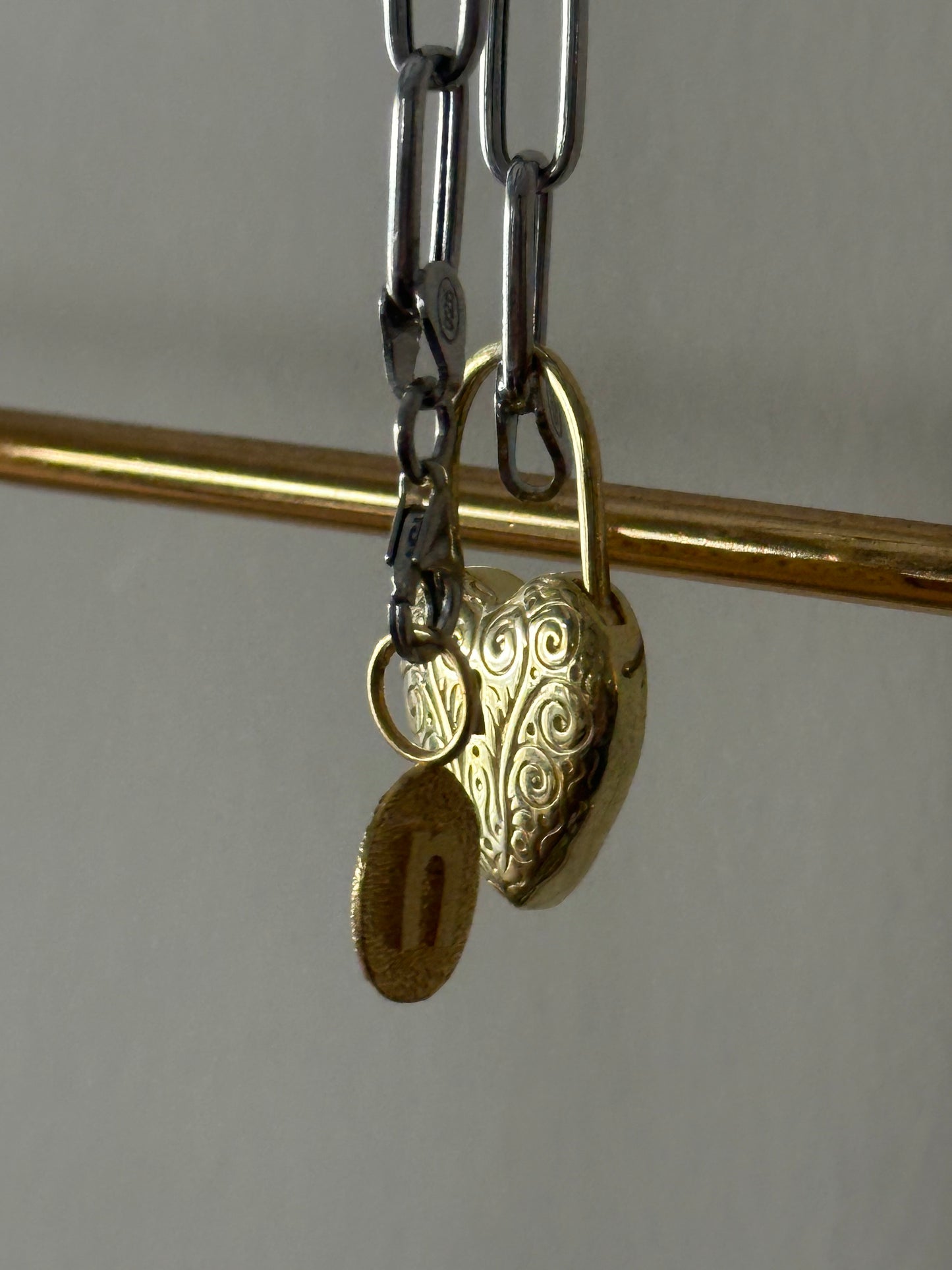 925 Vintage Heart Charm Lock