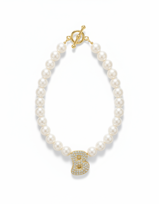 Large Letter Pearl Necklace