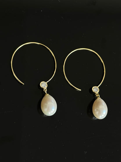 925 Pearl circle earrings