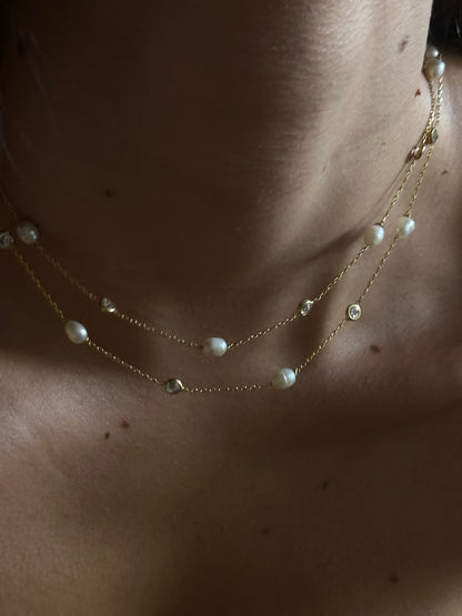 925 Pearl diamond chain