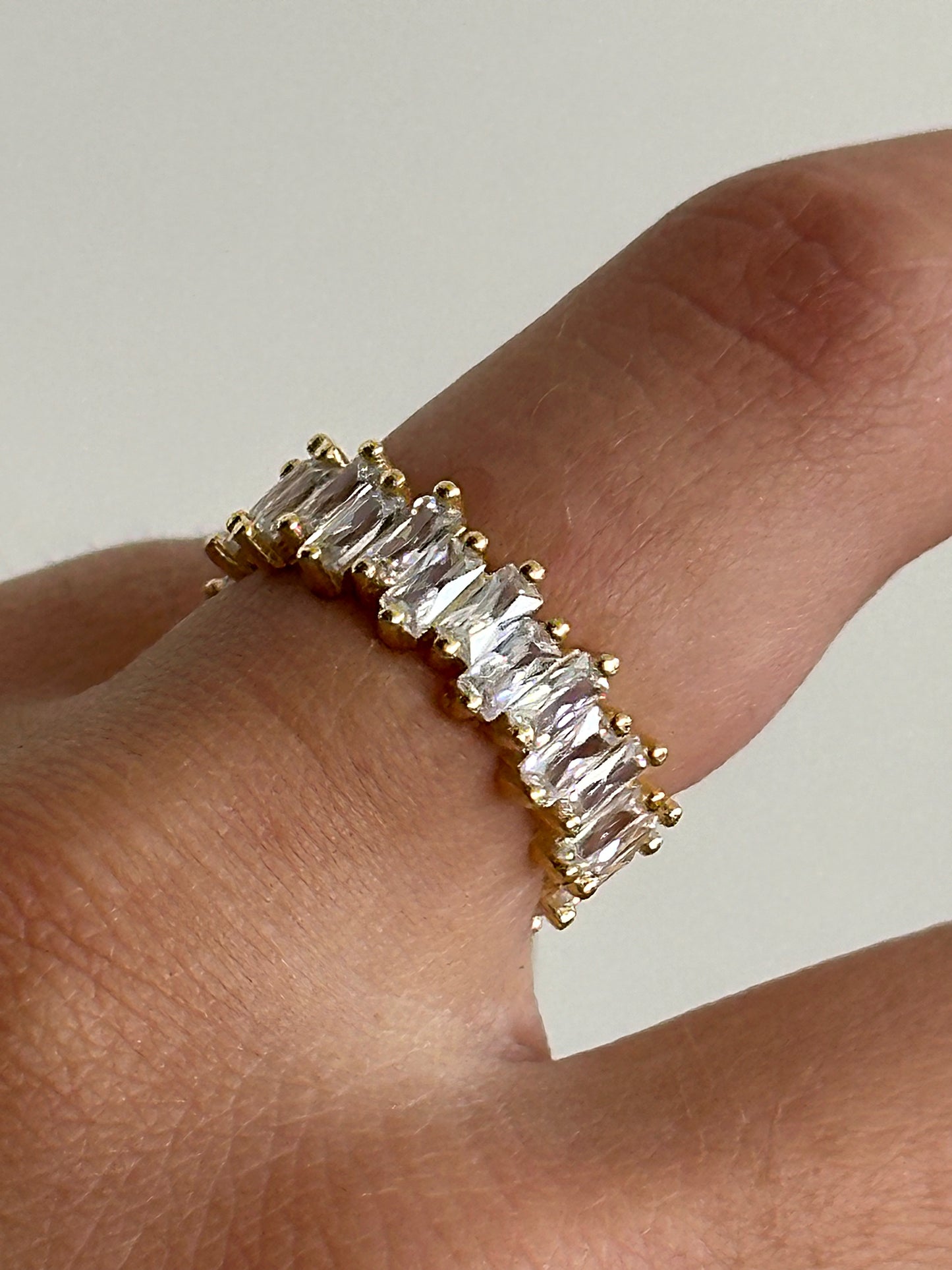 925 Ful round baguette zirconium ring