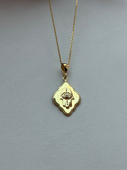 925 Hamsa Plaque necklace