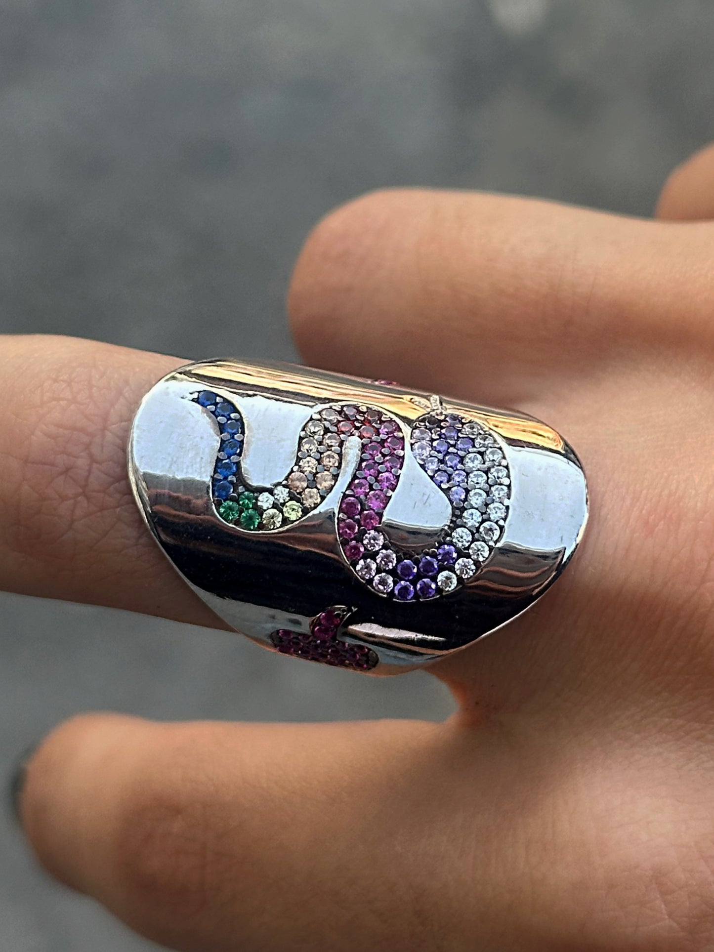 925 Limited addition Design Colorful Snake Ring