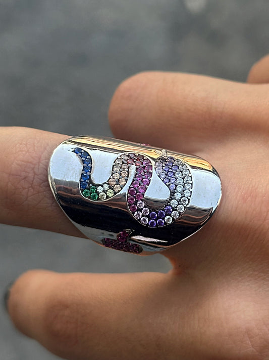 925 Limited addition Design Colorful Snake Ring