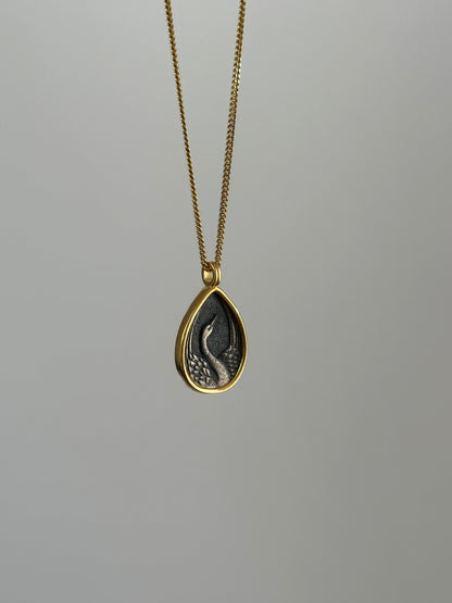 925 crane bird teardrop