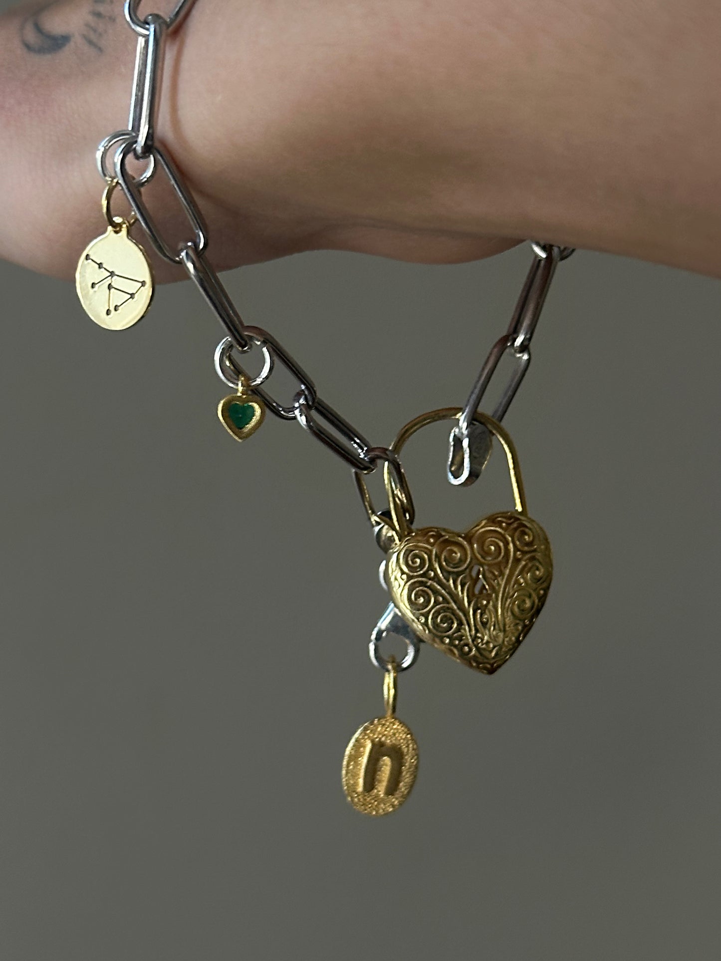 925 Vintage Heart Charm Lock