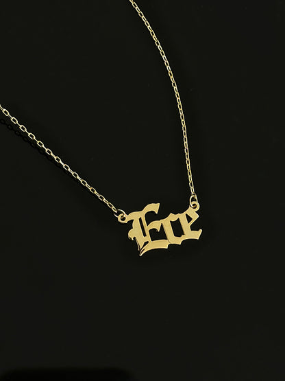 925 Old font name necklace