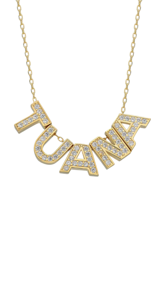 925 customized zircon name necklace