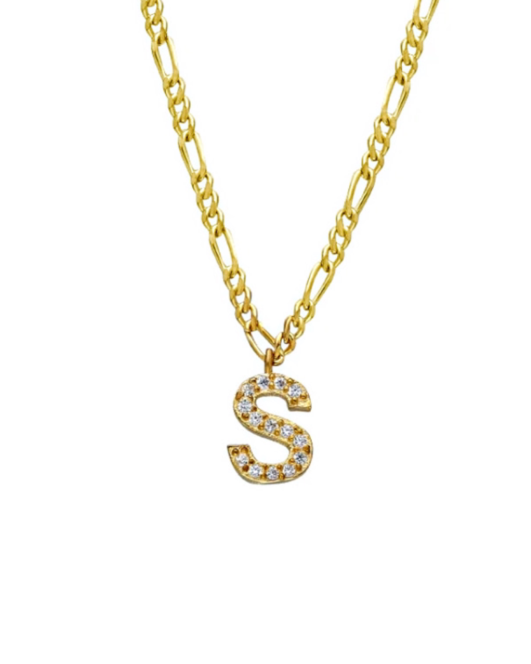 925 old chain zircone letter necklace