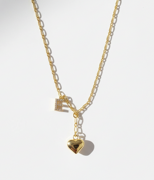 925 Flow Heart+Letter necklace