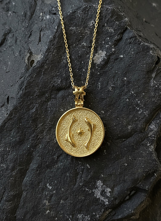 Zodiac sign plaque necklace
